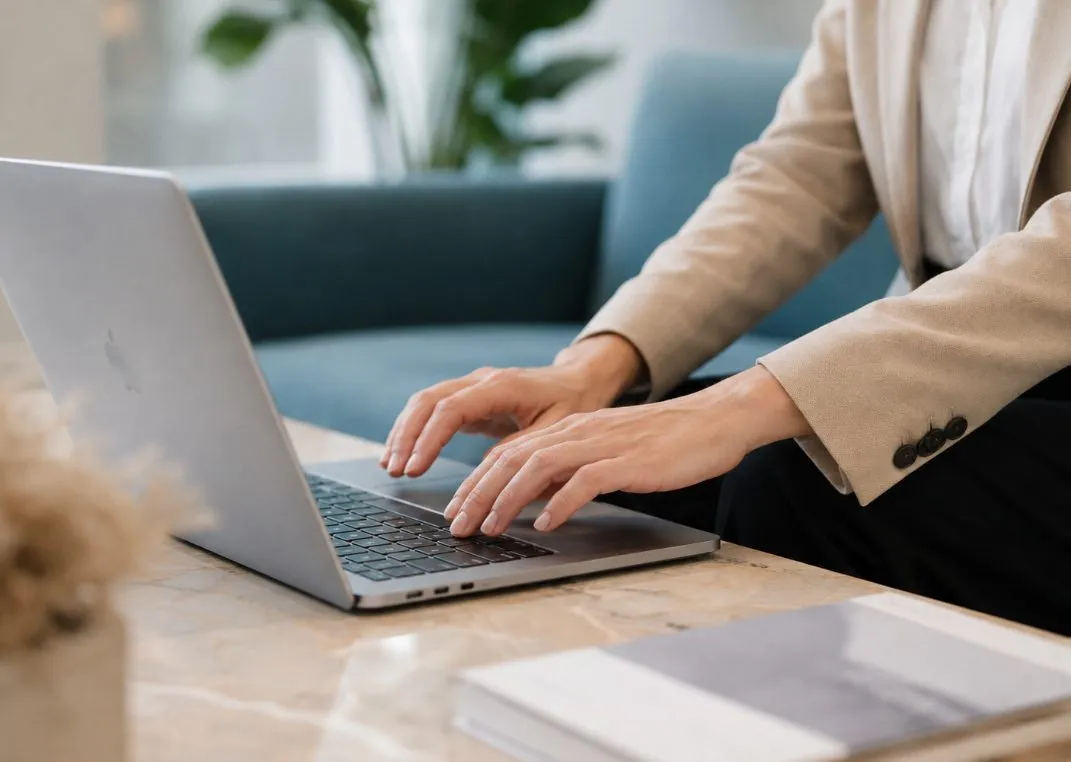 Arbeit an einer Website am Laptop